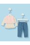 Infant Girls Assorted 3 Piece Top, Vest and Denim Pants Set - 4