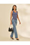 Women Blue Plain Ribbed Vest - 5