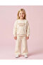 Girls Beige Sweatshirt And Wide Leg Track Pants Jog Set - 2