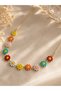 Colorful Daisy Detailed Women's Necklace – Summer Flower Necklace with Gold Color Chain - 3
