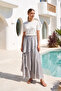 Levidor Lined Ruffle Detailed Layered Skirt 420183 Gray - 3