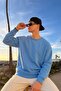 Men's Daily Comfortable Fit Basic Blue Sweatshirt - 4