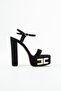 Women's Genuine Leather Platform Shoes Black Suede - 2
