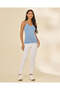Women Blue Embellished Lace Trim Vest - 2