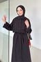 Orelia Buttoned Long Dress - Black - 3