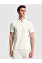 Ecru Slim Fit Zippered Polo Collar T-Shirt 50321152-Vr019