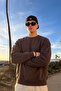 Men's Daily Comfortable Fit Basic Brown Sweatshirt - 3