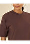 Women Brown Satin Lace Hem Jersey Top - 4