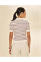 Girls White Striped Polo Knit Top - 3