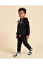 Boys Black Printed Velvet Hooded Jogger Set - 4