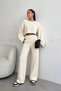Women's Knitwear 2-Piece Set Detailed Crop Sweater and Wide-Leg Pants Knitted Set - 2