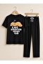 Women's Short Sleeve Crew Neck Cotton Printed Pajama Set - 2