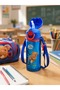 Challenge Teddy Bear Design Stainless Steel Children's Water Bottle |   School Water Bottle with Straw, Strap and Leak-Proof Design (Blue) - 7