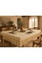 Buldan Linen Tasseled Ruffled Bohemian Tablecloth – Natural-Yellow