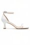 Women's White Single Strap Heeled Sandals - 2