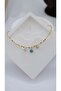 Turquoise Beads and Zircon Stone Detailed Anklet