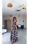 Brown Tie-Dye Patterned Tulle Long Dress - 2