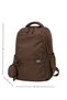 Dp Casual a Quality Brown 6 External Zipper Compartments Water Repellent School Sports Travel Daily Lightweight Fabric Backpack 7-5 - 4