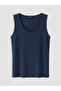 Vizyon New Season Navy Blue Large Size U-Neck Women's Undershirt - 3
