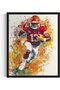 Football Player Abstract Wall Art A4 Paint Splash Soccer Poster with Outer Frame