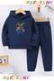Avengerslar Printed Winter Children's Hooded Top and Bottom Cotton Track Suit (Bottom Pants with Pockets)