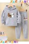 Bavullu Kafadarlar Printed Winter Children's Hooded Top and Bottom Cotton Track Suit (Bottom Pants with Pockets)