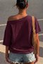 Kayık Neck Short Sleeve College Printed Relaxed Fit T-Shirt - 3