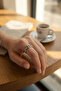 Silver Color Ship Chain Model Zircon Stone Women's Ring - 2