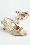 K-250 Gold Daily Open Back Buckle Heeled Women's Shoes - 6