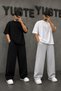 2-Pack Men's Baggy Fit Sweatpants (Black and Grey) Oversized Comfortable Fit