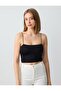 Black Flat Collar Thin Strap Knitted Bralette