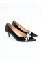 Women's Genuine Leather Classic Heeled Shoes Black