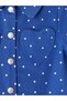 Ozmarka New Season Blue Shirt Collar Polka Dot Girl's Dress - 3