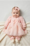 Baby Girl Floral Embossed 3-6 Months Luxury Dress Set Newborn Baby Dress Mevlüt Set