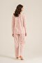 Women's Light Pink Shirt Collar Long Sleeve Pajama Set, 50% Cotton 50% Modal - 5