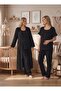 Black Muslin Fabric Soft Textured Cotton Maternity Pajama Set with Breastfeeding Feature, 3-Piece Maternity Pajama Set - 7