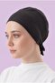 Combed Cotton Seamless Hijab Cap Black - Non-Marking, Tieable Daily Cap - 2