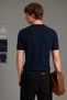 Men's Striped Knitwear T-Shirt Crew Neck Slim Fit Short Sleeve - 3