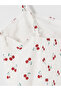 White Rope Strap Layered Dress with Cherry Pattern - 3