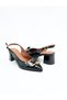 Women's Genuine Leather Classic Heeled Shoes Black Patent Leather - 3