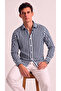 Men's Long Sleeve Buttoned White Striped Shirt - 2