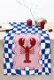 Lobster Figured Blue and White Checkered Patterned 40X140Cm Digital Printed Runner Decorative Table Runner - 3