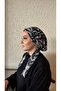 Gray Black Branch Pattern Bamboo Scarf Bonnet - 2