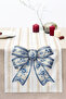 Blue Tile Ribbon Bow and Thin Line Patterned 40X140Cm Digital Printed Runner Decorative Table Runner - 3