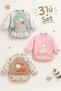 3-Piece Baby Long Sleeve Bib Set – Velcro Fastening, Easy to Clean, Patterned - 9