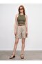 72764 100% Linen Belted Shorts-Light Beige - 2