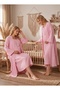 Powder Muslin Fabric Soft Textured Cotton Maternity Dressing Gown with Nursing Features Nightgown-Dressing Gown Set of 2 - 5