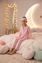Girls-Boys Striped Heart Polka Dot Patterned Cotton Pajama Set with Eye Patch 3-Piece Set Ak2610