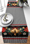 Christmas Bell and Flower Motif Checkerboard Pattern 40X140Cm Digital Printed Runner Decorative Table Runner - 2