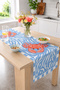Orange Crab Figured Blue Wave Patterned 40X140Cm Digital Printed Runner Decorative Table Runner